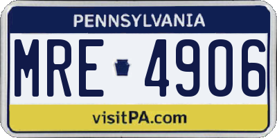 PA license plate MRE4906