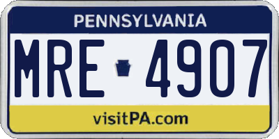 PA license plate MRE4907
