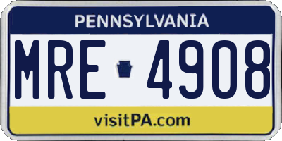 PA license plate MRE4908