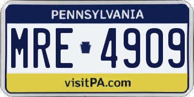 PA license plate MRE4909