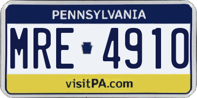 PA license plate MRE4910