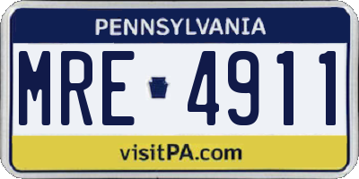 PA license plate MRE4911