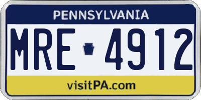 PA license plate MRE4912
