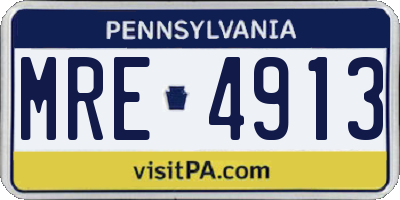 PA license plate MRE4913