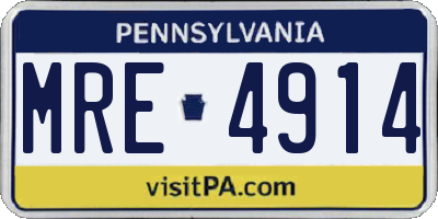 PA license plate MRE4914