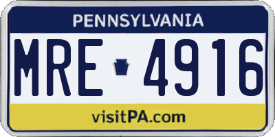 PA license plate MRE4916