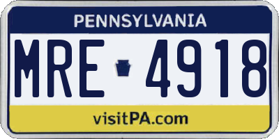 PA license plate MRE4918