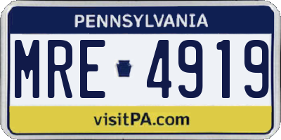 PA license plate MRE4919