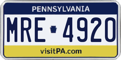 PA license plate MRE4920