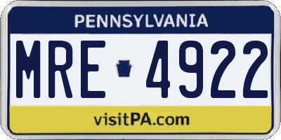 PA license plate MRE4922