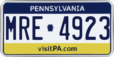 PA license plate MRE4923