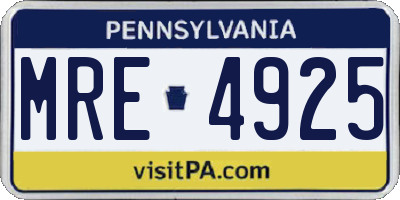 PA license plate MRE4925