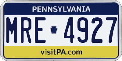 PA license plate MRE4927