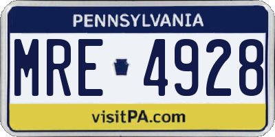 PA license plate MRE4928