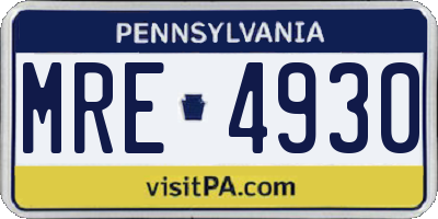 PA license plate MRE4930