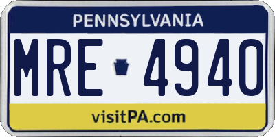 PA license plate MRE4940