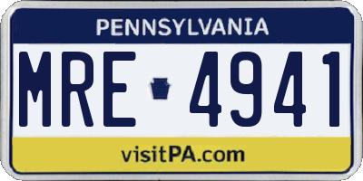 PA license plate MRE4941