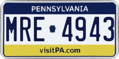 PA license plate MRE4943