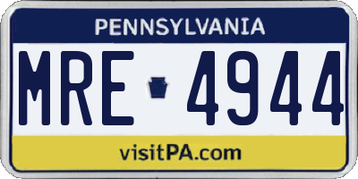 PA license plate MRE4944