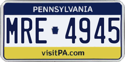 PA license plate MRE4945