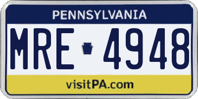 PA license plate MRE4948
