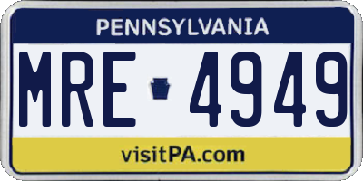PA license plate MRE4949