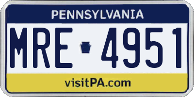 PA license plate MRE4951