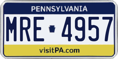 PA license plate MRE4957