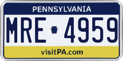PA license plate MRE4959