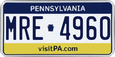 PA license plate MRE4960
