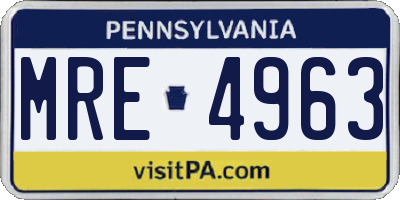 PA license plate MRE4963