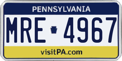 PA license plate MRE4967