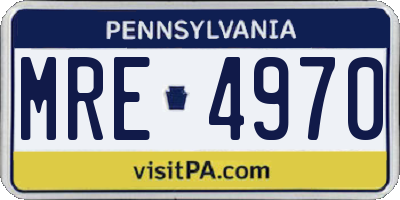 PA license plate MRE4970