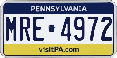 PA license plate MRE4972