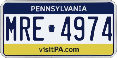 PA license plate MRE4974