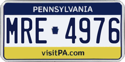 PA license plate MRE4976