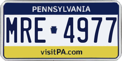PA license plate MRE4977