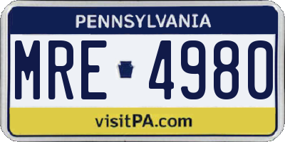 PA license plate MRE4980