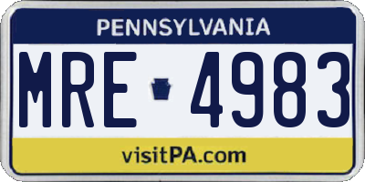 PA license plate MRE4983