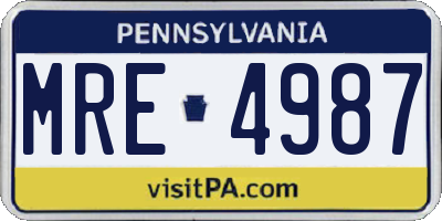 PA license plate MRE4987