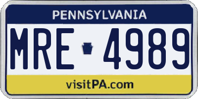 PA license plate MRE4989