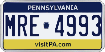 PA license plate MRE4993