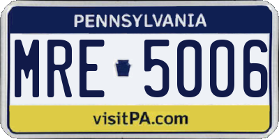 PA license plate MRE5006