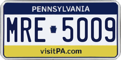 PA license plate MRE5009