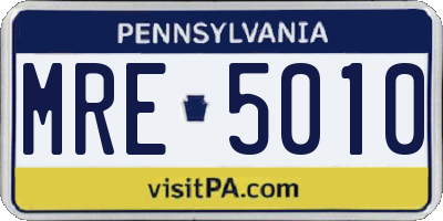 PA license plate MRE5010