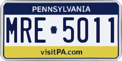 PA license plate MRE5011