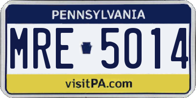 PA license plate MRE5014