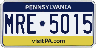 PA license plate MRE5015