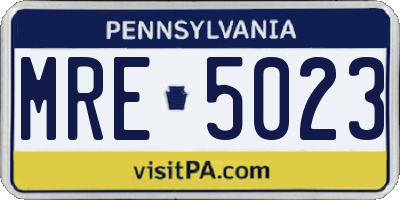 PA license plate MRE5023