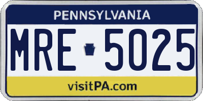 PA license plate MRE5025